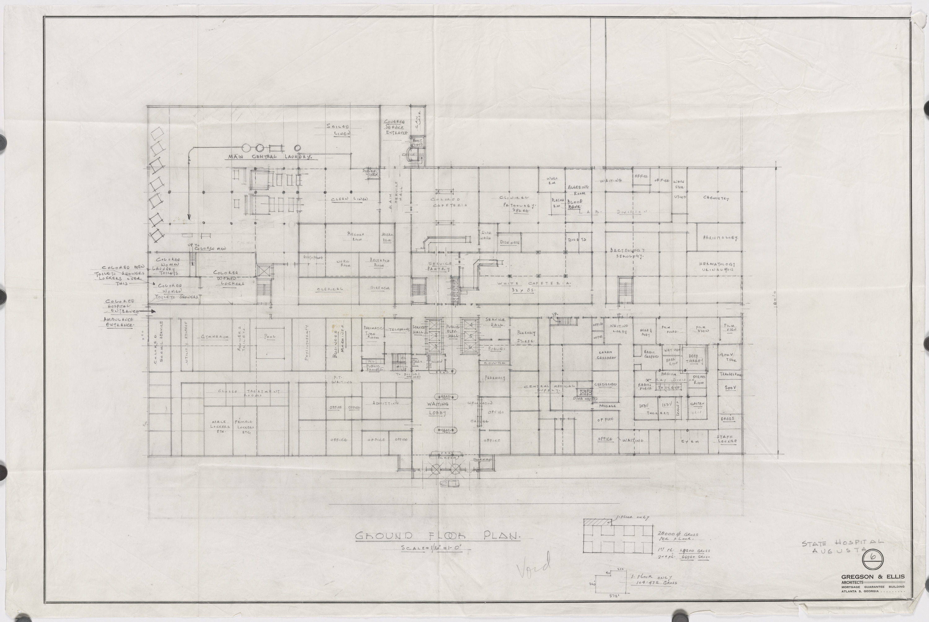 Augusta State Hospital Complex. Ground floor plan